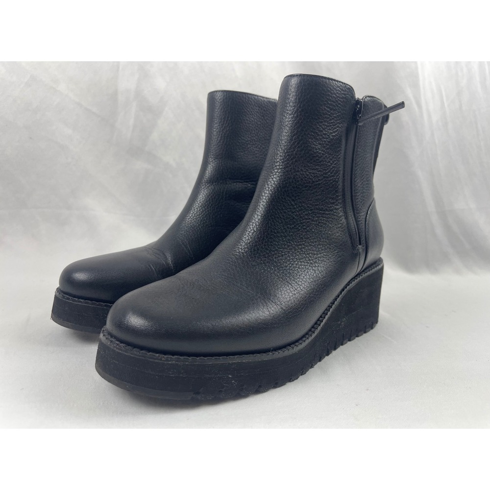 Cole Haan Zerogrand Womens 9B Black Leather Wedge Side Zip Ankle Booties W28705